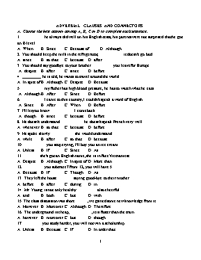 Bài tập chuyên đề Adverbial clauses and connectors